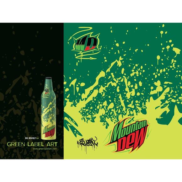 Mountain Dew Green Label Art Splish Splash 16oz Full Bottle - Picture 4 of 11